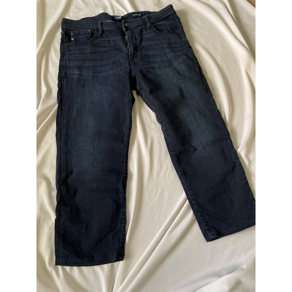 Chaps Slim Straight Jeans 38X30 Dark Wash Cotton/Spandex Denim Mens Casual Wear